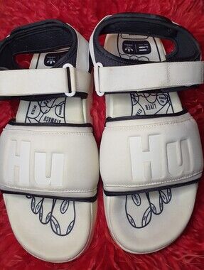 adidas White and Black Hu Slide Sandals for Men